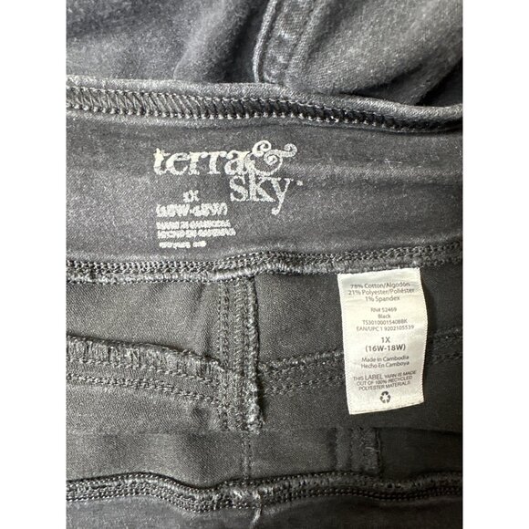 Terra & Sky 2 Pairs Womens Plus Size Jeggings 16W Black & Blue Stretch Denim - Picture 4 of 8